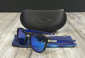 Oakley Latch Sunglasses Matte Black Sapphire Blue Mirror OO9265 Pouch NEW